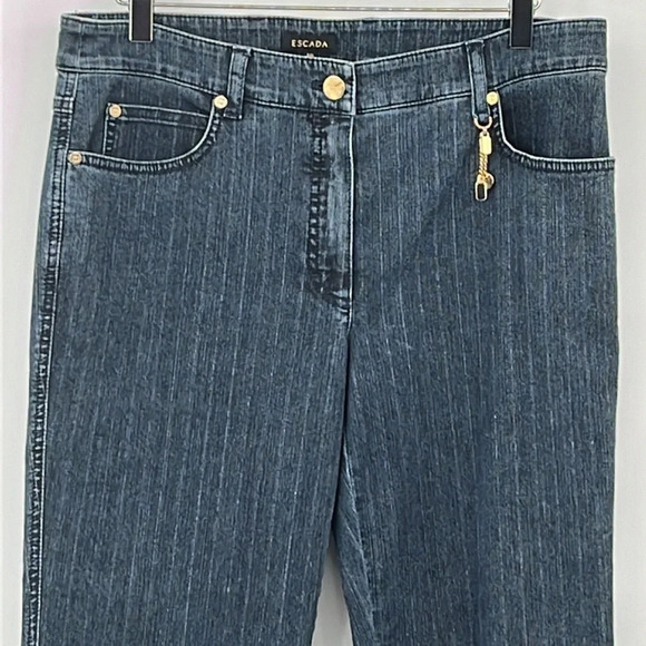 Escada Straight Leg Metallic Threaded Jeans - Size 40 (See Size Chart) - Picture 2 of 9